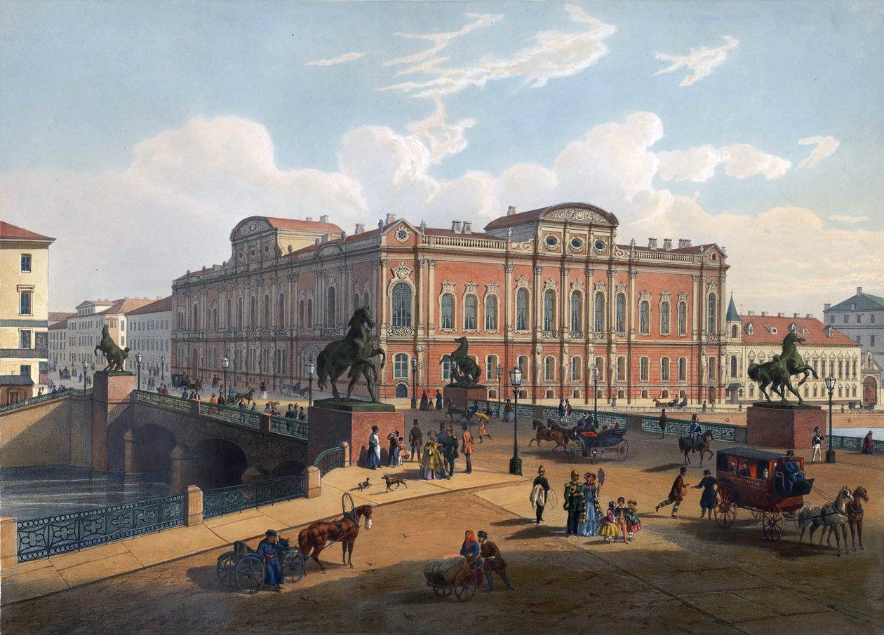 Palazzo e ponte Anichkov, San Pietroburgo da Joseph Maria Charlemagne Baudet