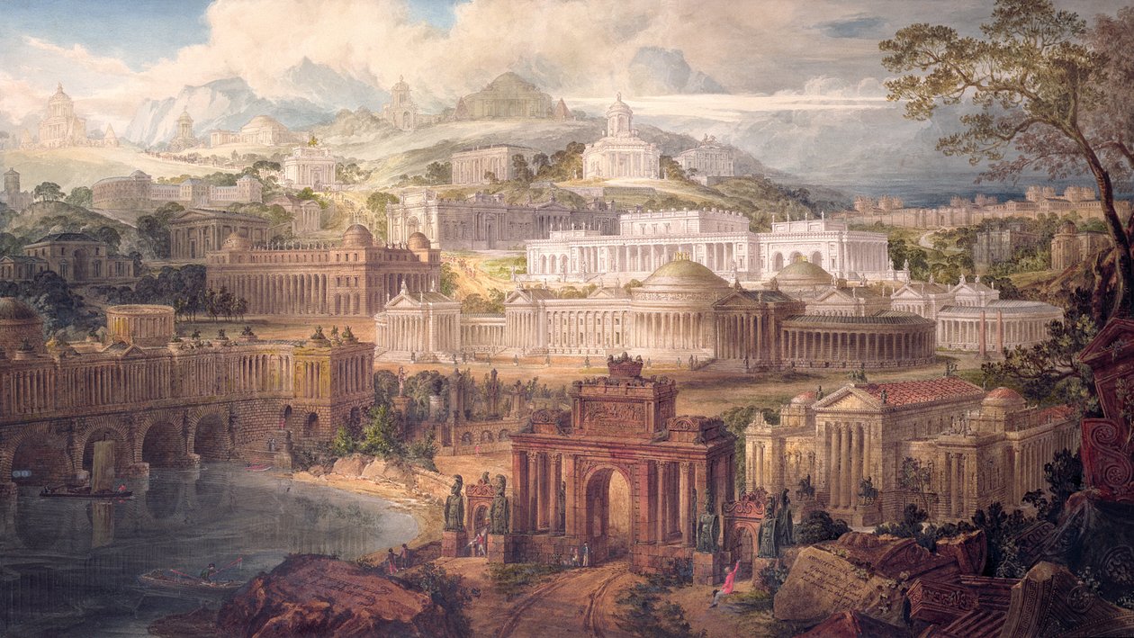 Visioni Architettoniche di Prima Fantasia, nel Mattino Gioioso della Gioventù, e Sogni nella Sera della Vita, 1820 da Joseph Michael Gandy