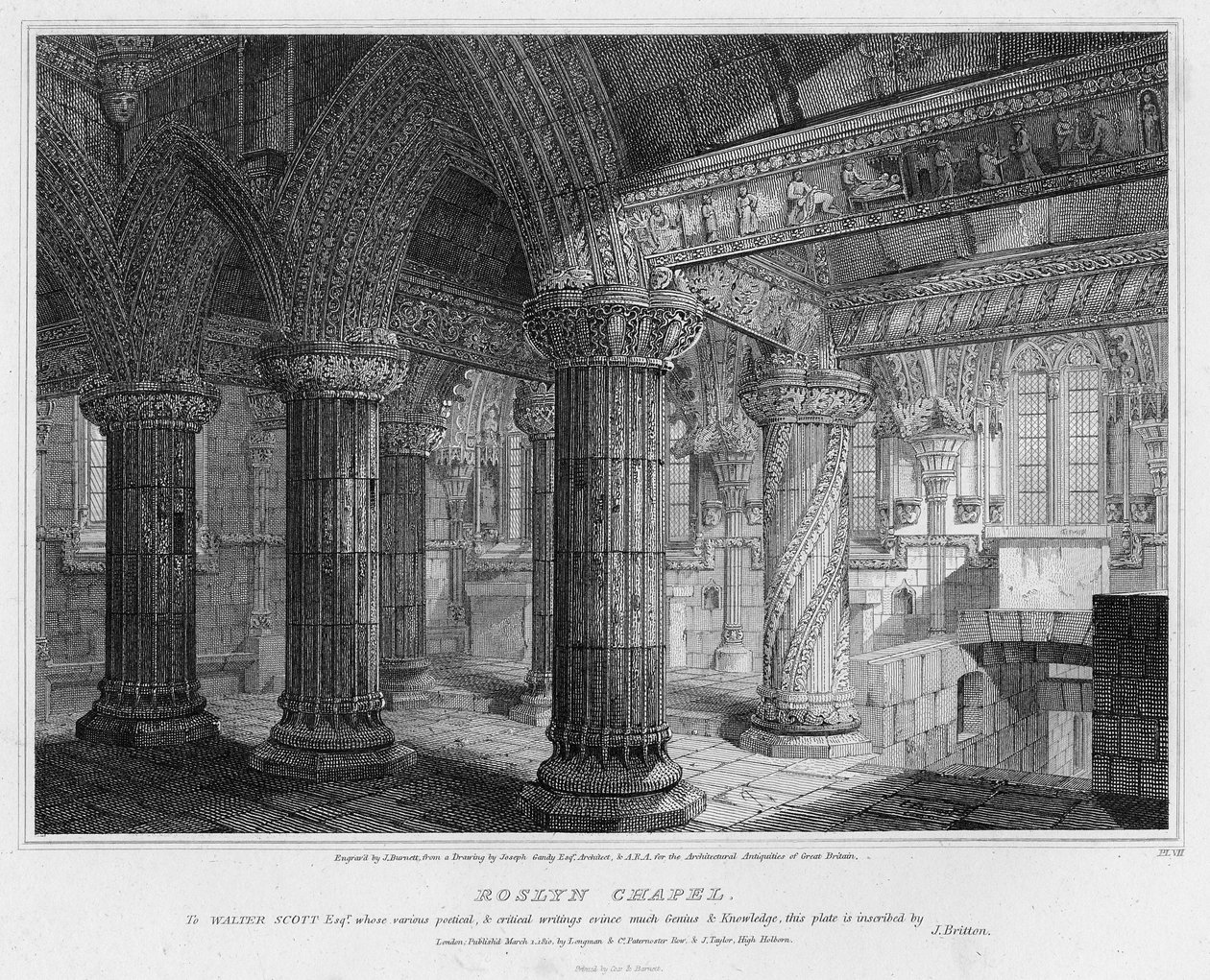 Cappella di Roslyn, incisa da J. Burnett, 1810 da Joseph Michael Gandy