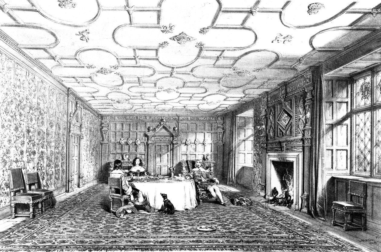 Sala da pranzo, Levens, Westmorland, 1848 da Joseph Nash