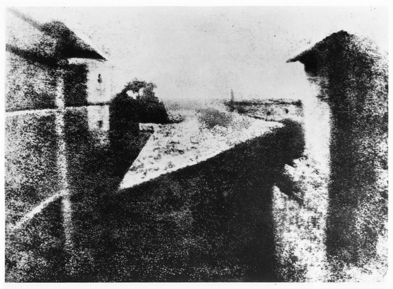 Vista da una finestra a Le Gras, Saint-Loup-de-Varennes, 1827 da Joseph Nicephore Niepce