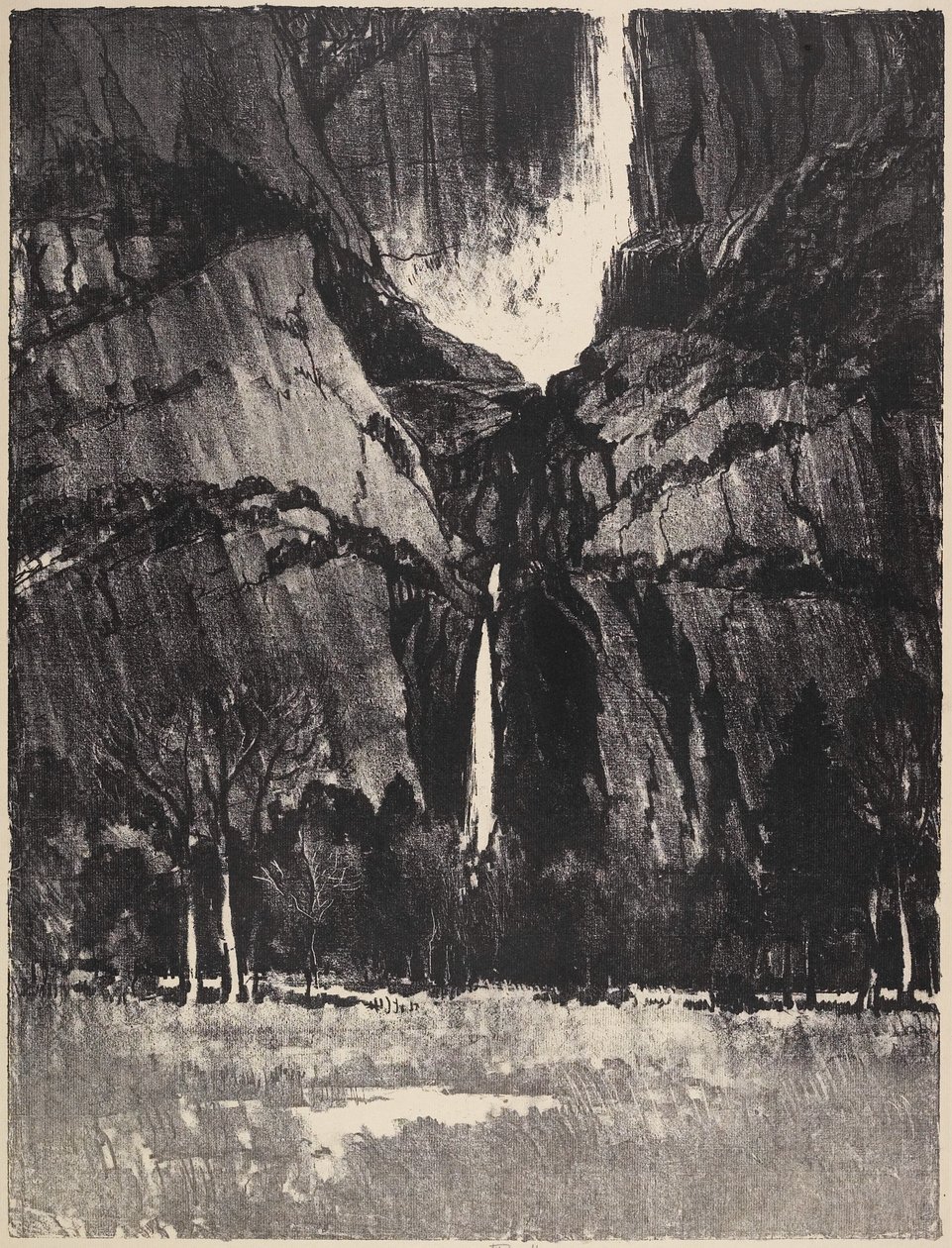 Le cascate inferiori, Yosemite, 1912 da Joseph Pennell
