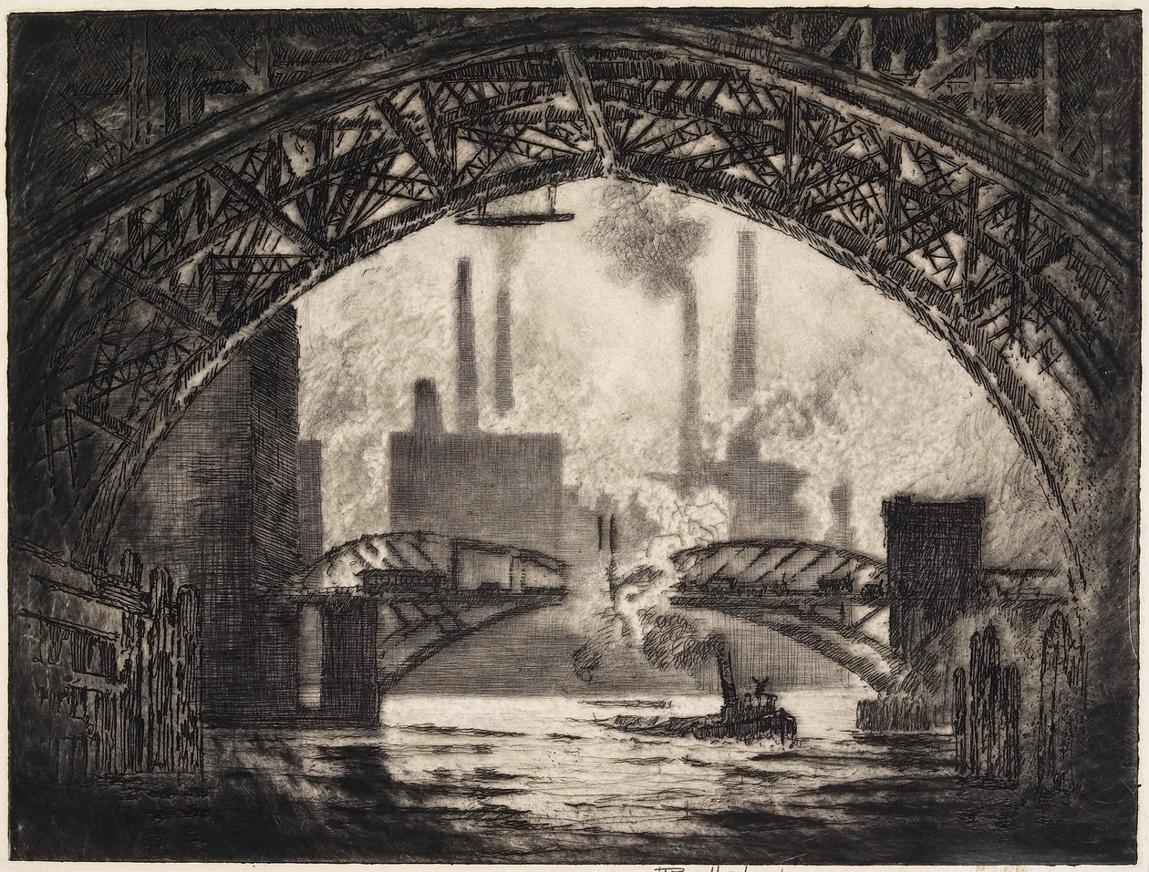 Sotto i ponti, Chicago, 1910 da Joseph Pennell