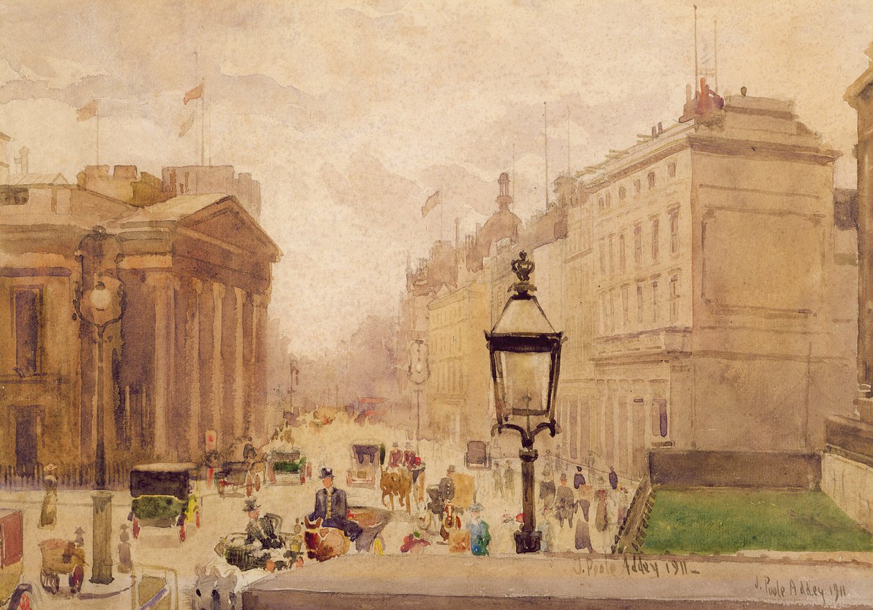 Pall Mall dalla National Gallery, con vista del Royal College of Physicians, 1911 da Joseph Poole Addey