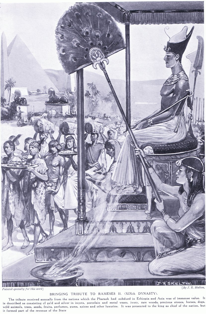 Portare tributo a Ramses II (XIX dinastia), c.1920 da Joseph Ratcliffe Skelton