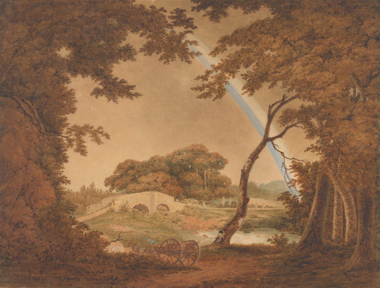 Paesaggio con arcobaleno, vista vicino a Chesterfield da Joseph Wright of Derby