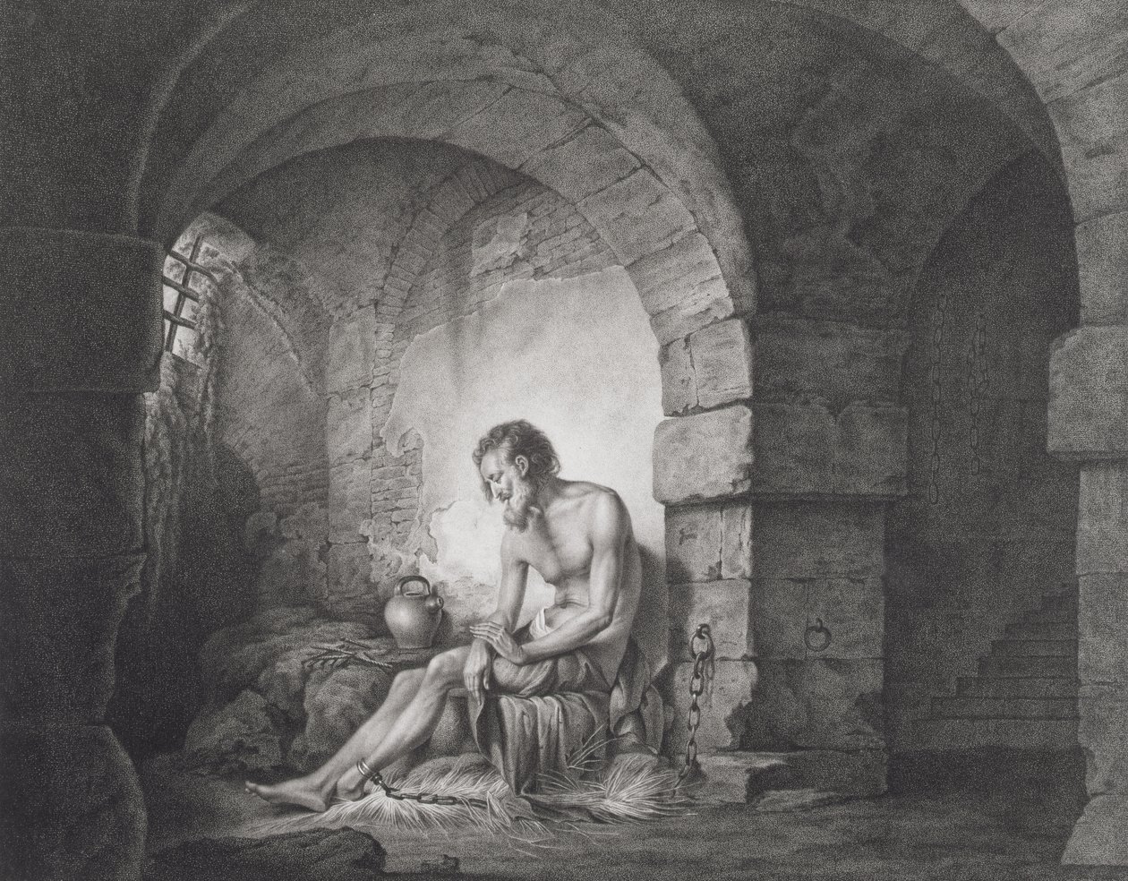 Il prigioniero, inciso da Thomas Ryder (1746-1810) 1786 da Joseph Wright of Derby