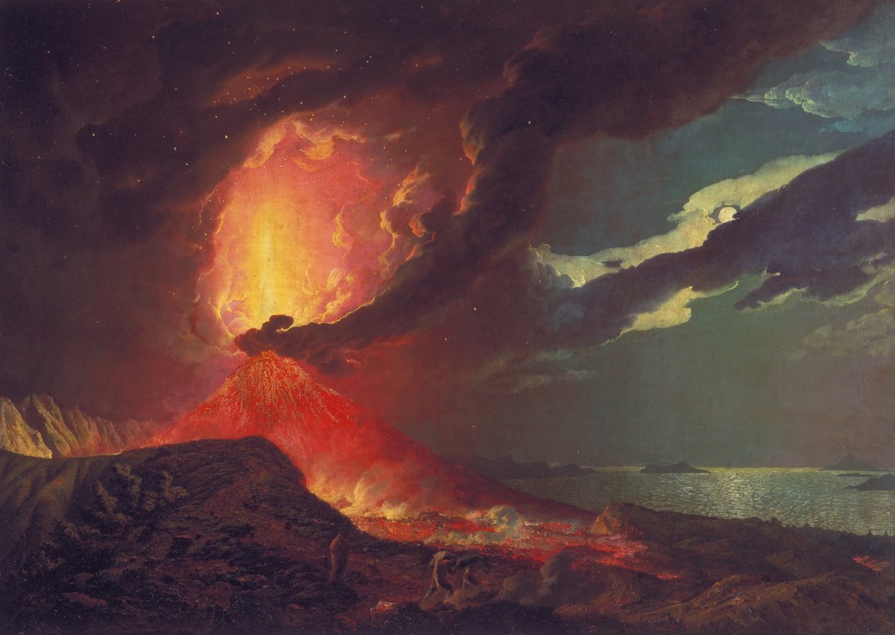 Eruzione del Vesuvio, con vista sulle isole nella Baia di Napoli da Joseph Wright of Derby