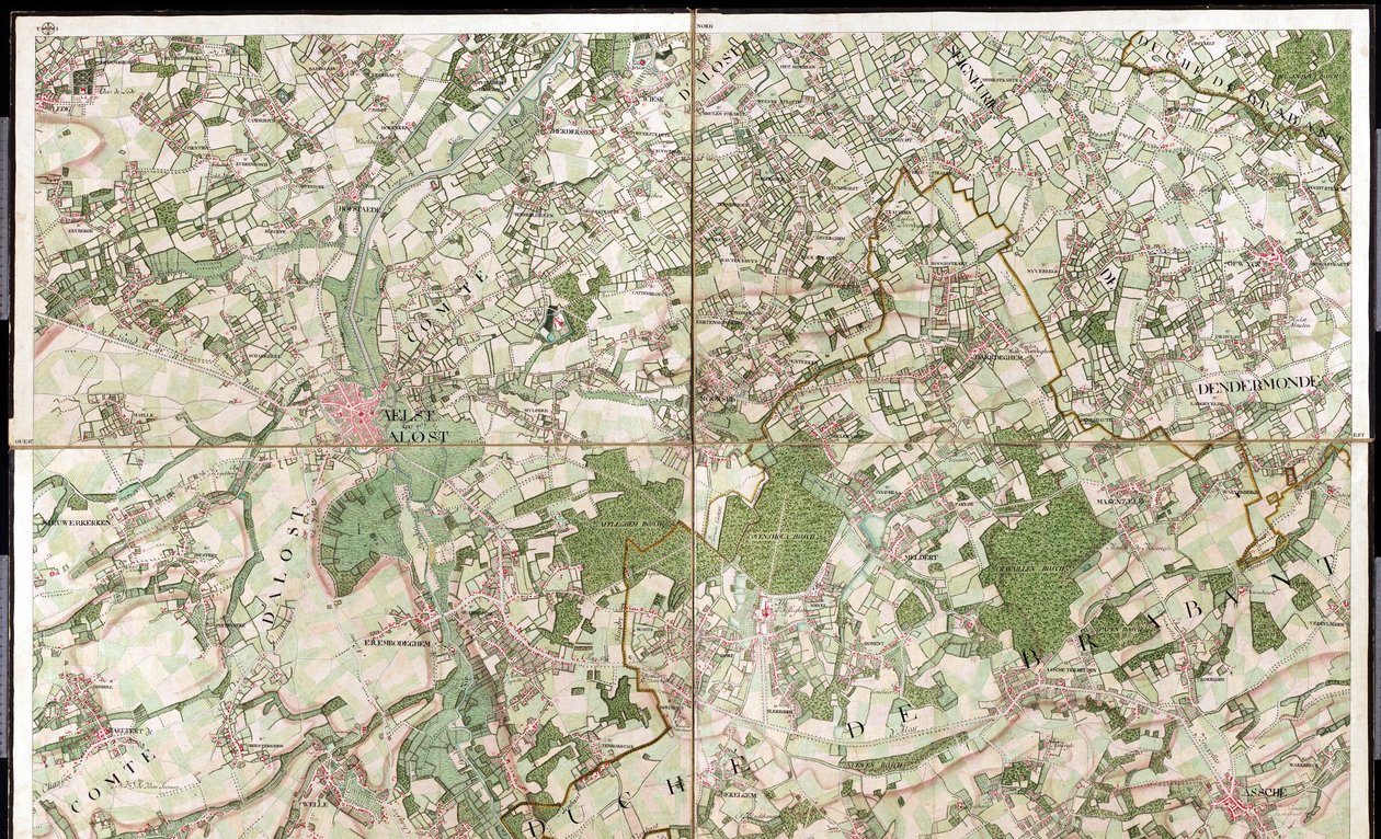 Mappa di Aelst ou Alost - Aalst, Belgio da Joseph de Ferraris
