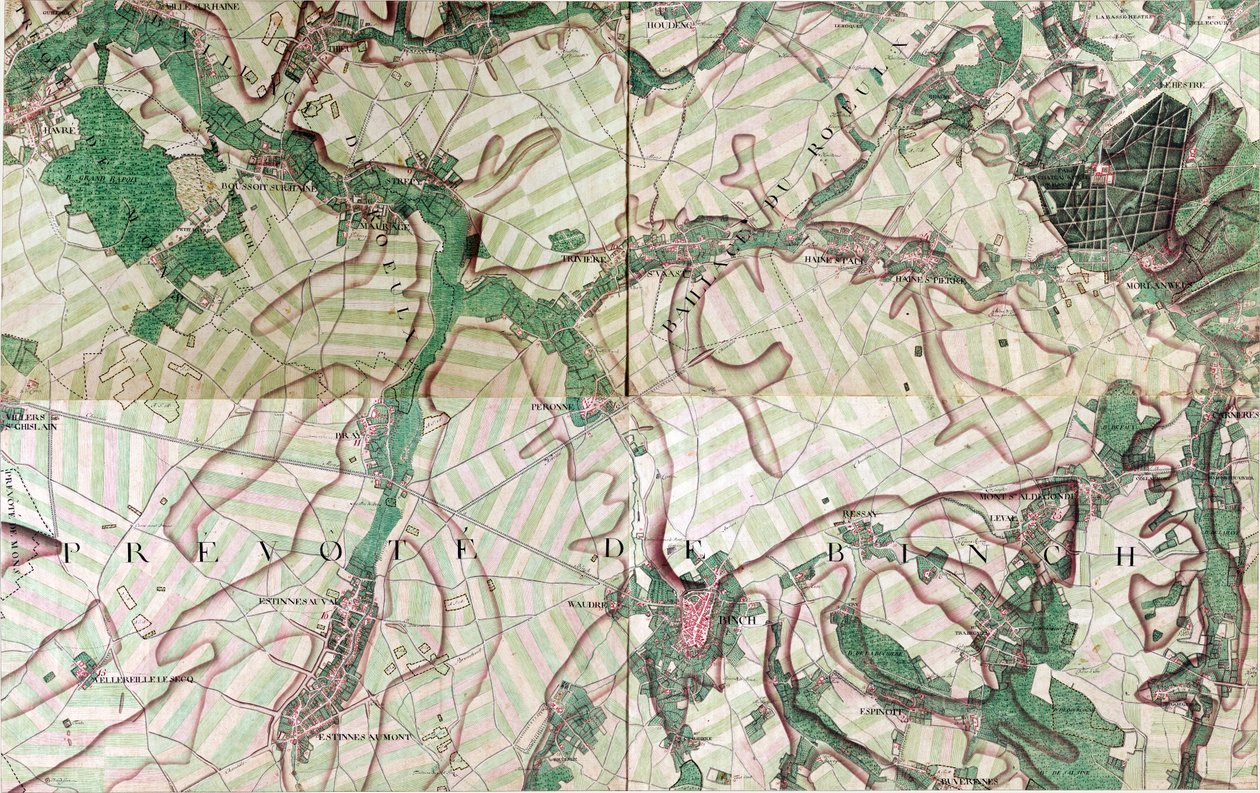 Mappa di Binch - Binche, Belgio da Joseph de Ferraris