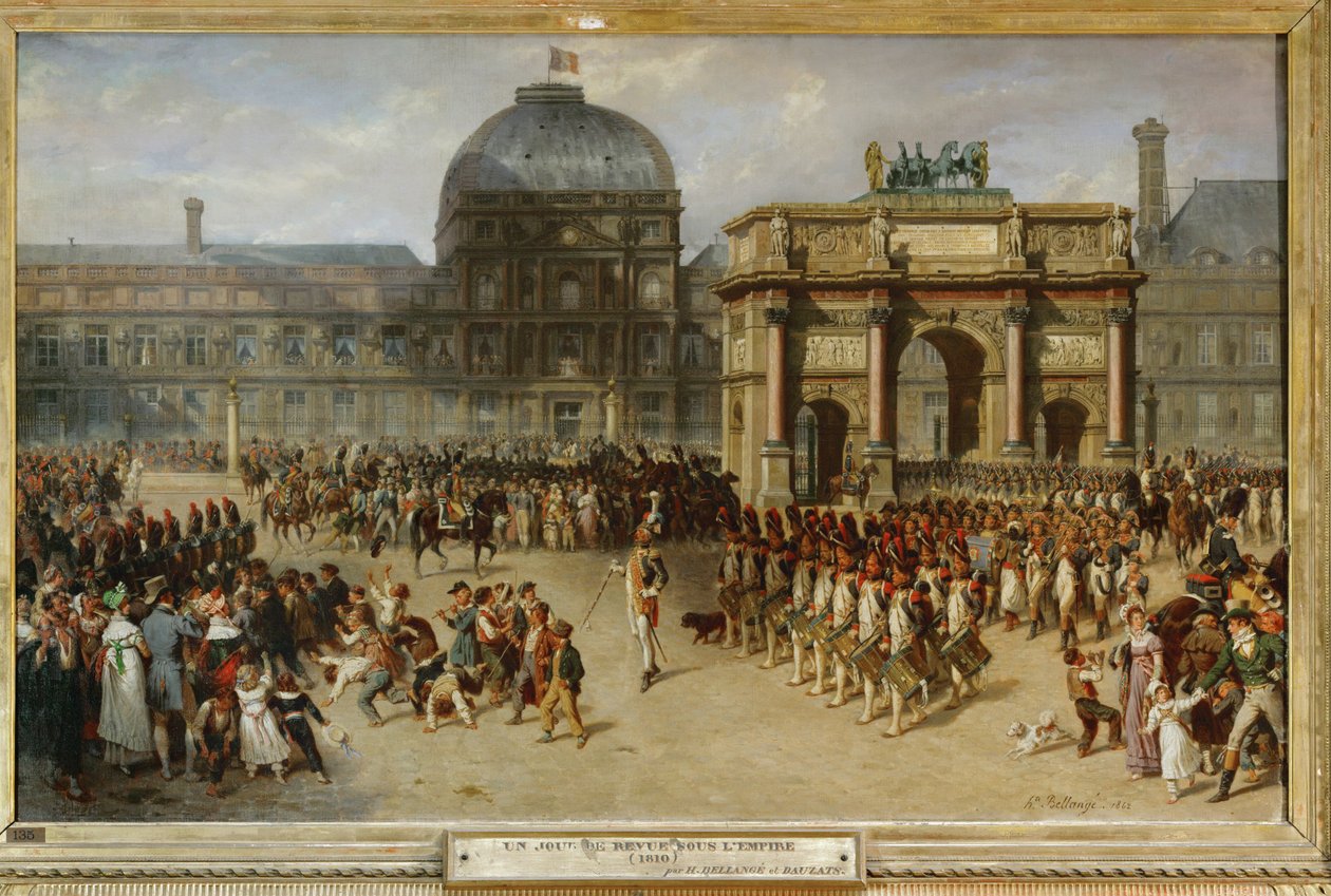 Rassegna militare davanti al palazzo delle Tuileries, Parigi, nel 1810 ... da Joseph-Louis-Hippolyte Bellange