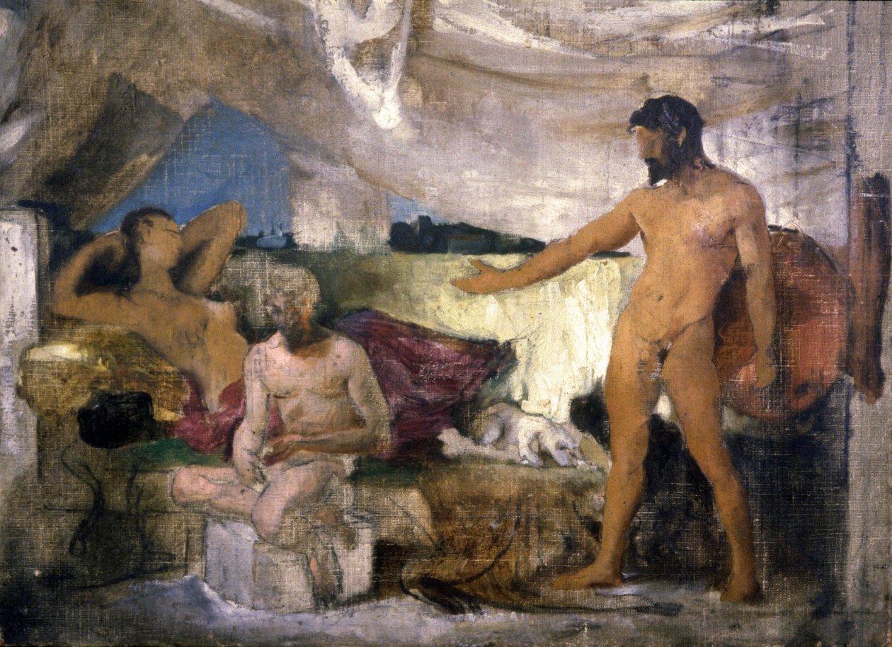 Guerra di Troia: Achille e Priamo, re di Troia, c.1850 da Joseph Noel Sylvestre