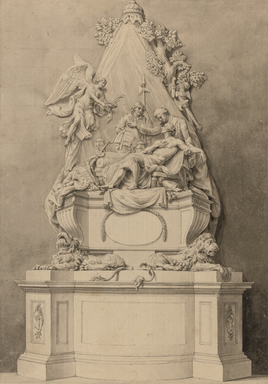 Monumento del Maggiore Generale Wolfe, area nord, Abbazia di Westminster (inchiostro e lavaggio su carta) da Joseph (attr. to) Wilton