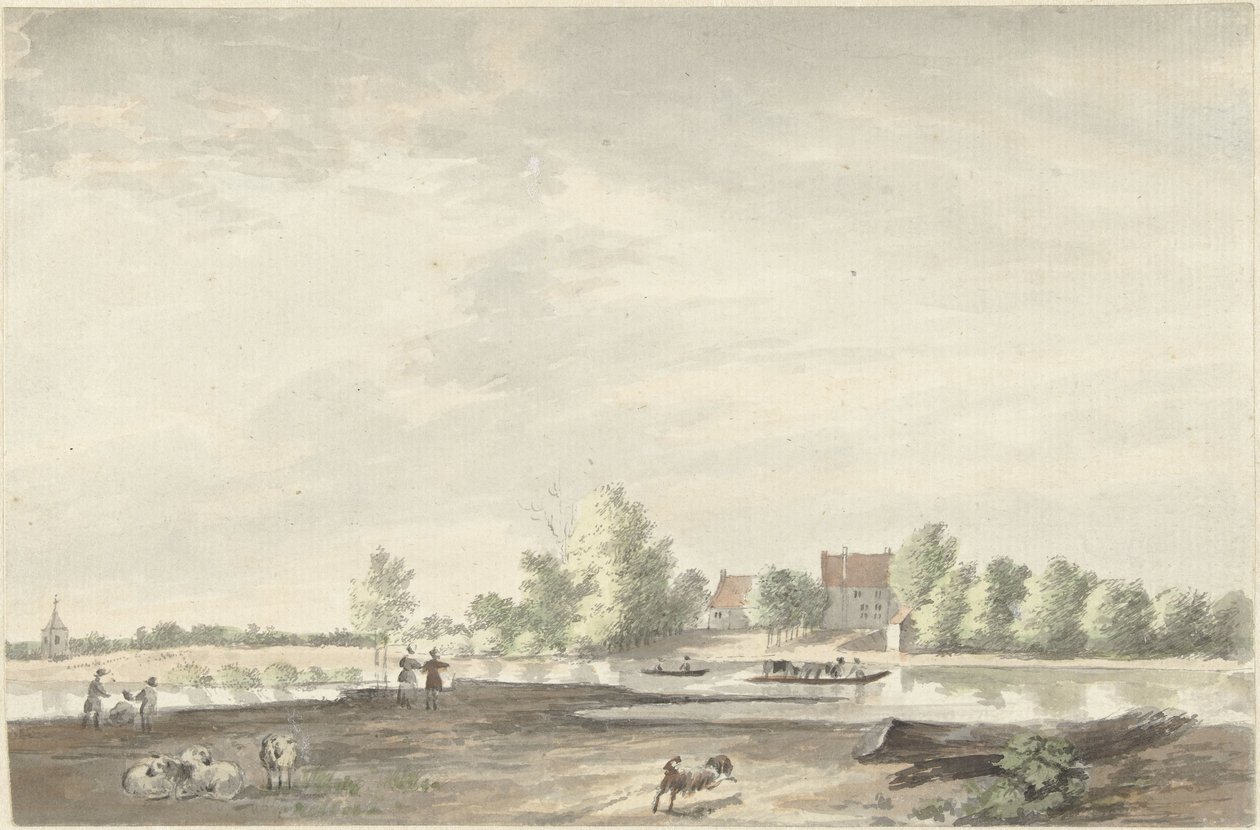 La casa del traghetto sulla Lek vicino a Schoonhoven da Joseph Adolf Schmetterling