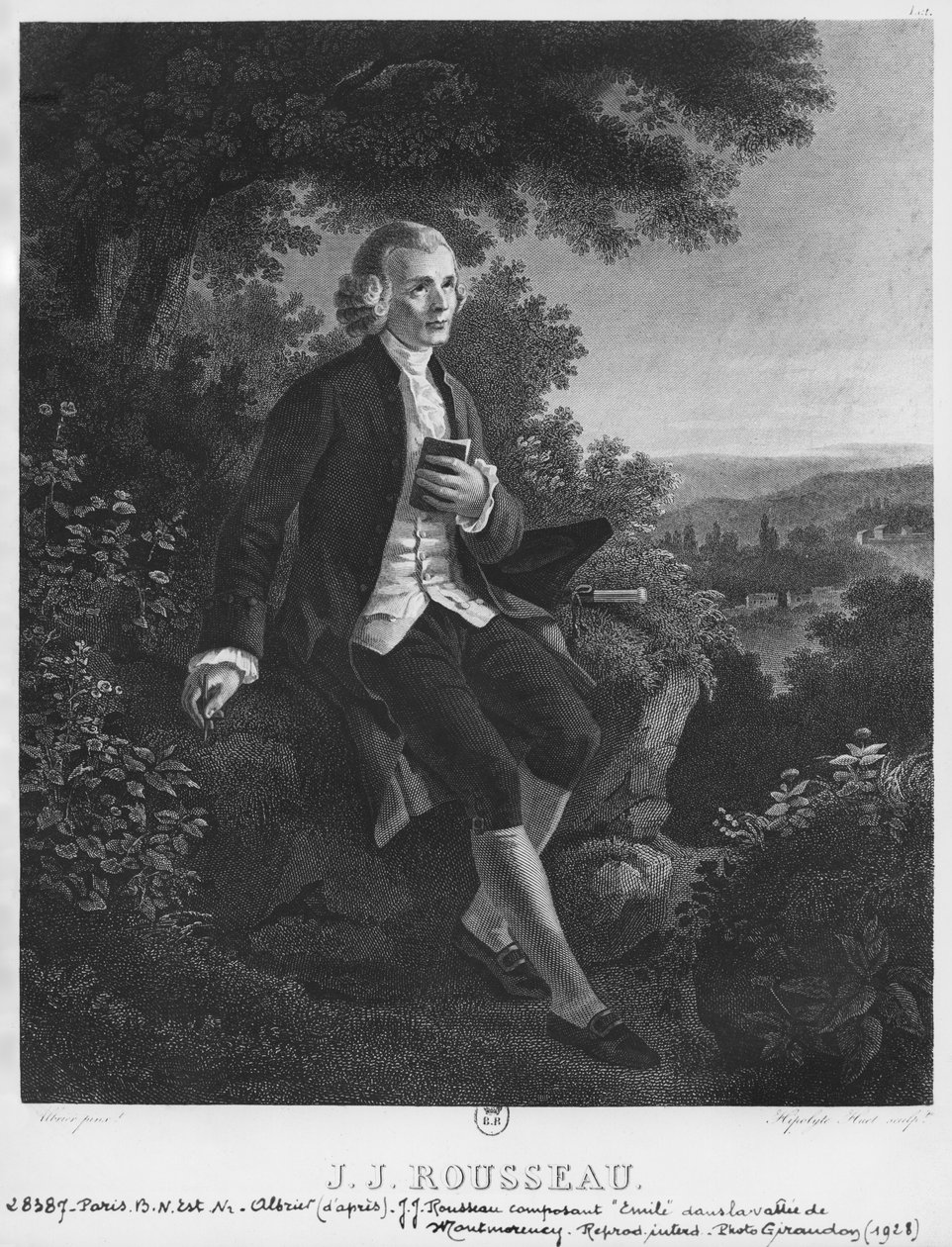Jean-Jacques Rousseau che compone 