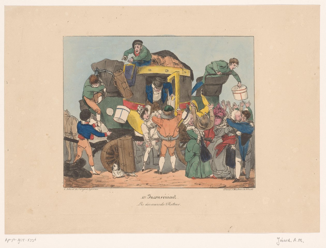 Passeggeri che scendono da un omnibus dopo il ritorno da Joseph Ambroise Jobard