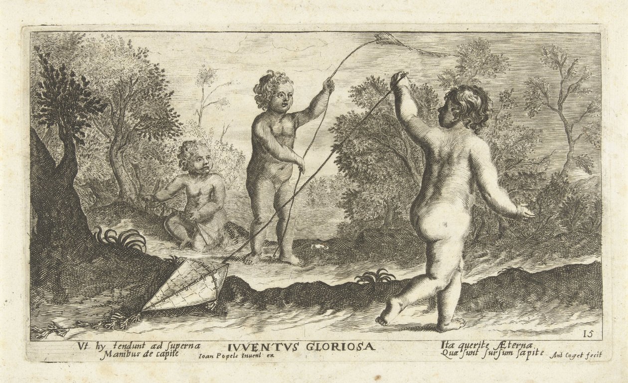 Bambini che fanno volare aquiloni da Joseph Antoine Cochet