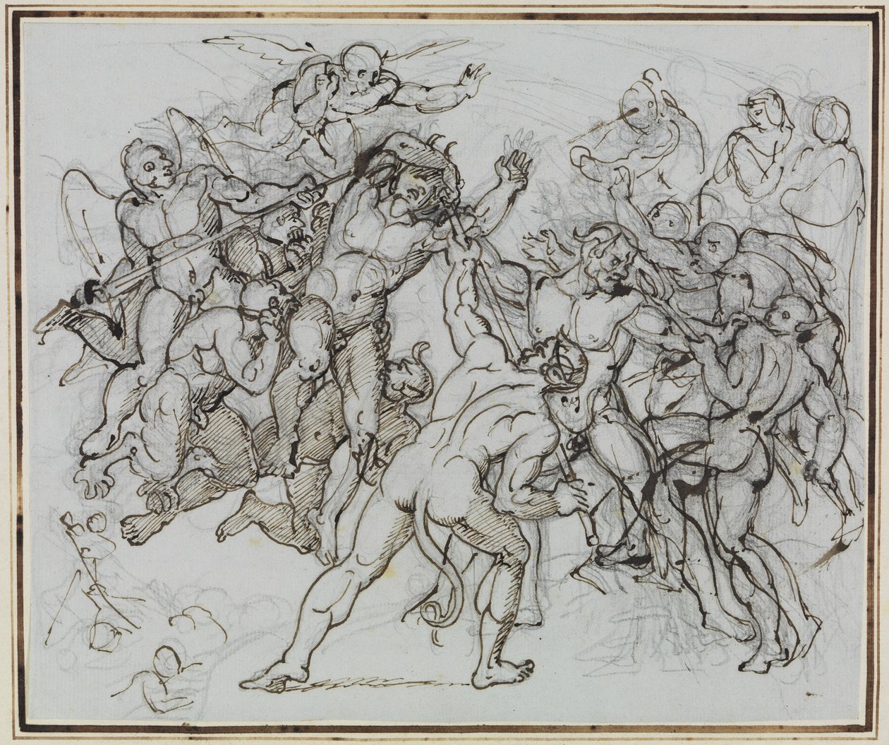 Al lago di pece, il barattiere Ciampolo di Navarra (Inferno di Dante, Canto 22, V 34) da Joseph Anton Koch