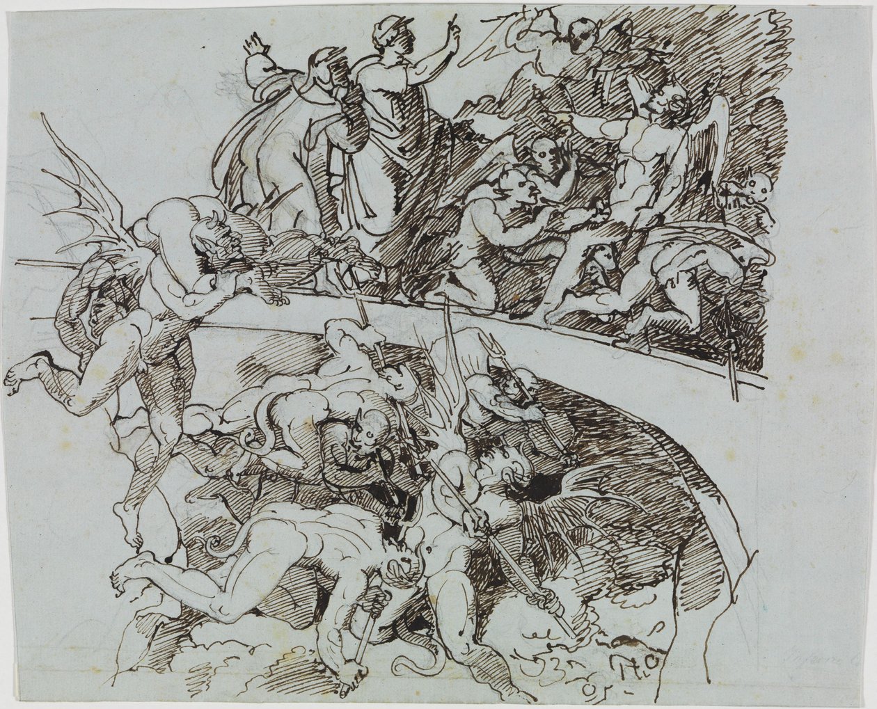 Al lago di pece dei barattieri, il consigliere di Lucca (Inferno di Dante, Canto 21, V 34) da Joseph Anton Koch