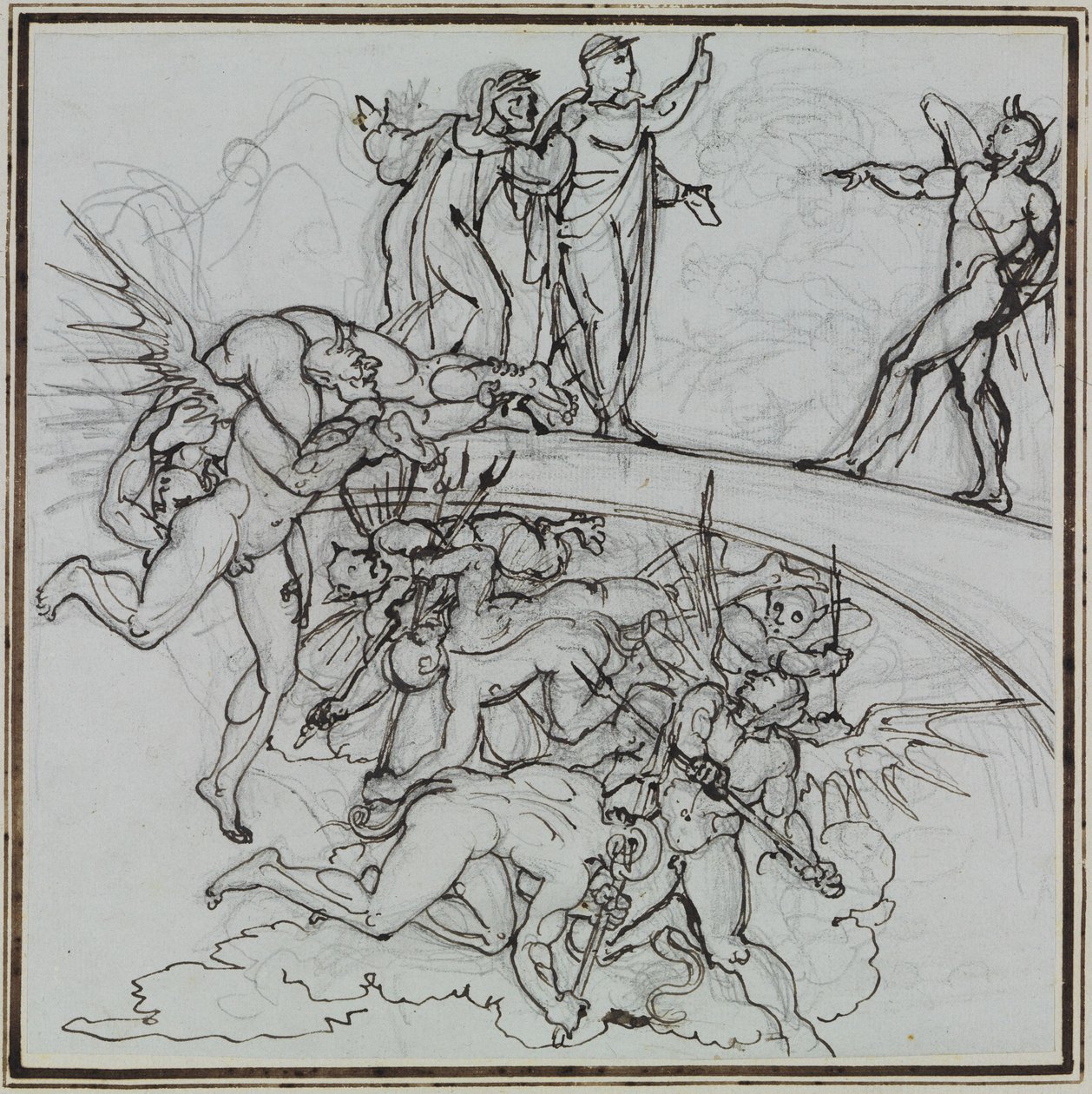 Nel lago di pece dei barattieri, il consigliere di Lucca (Inferno di Dante, Canto 21, V 34) da Joseph Anton Koch