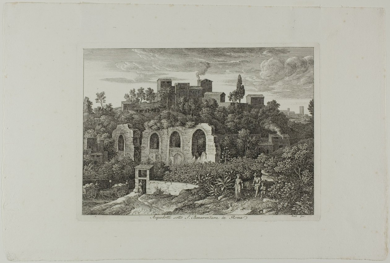Acquedotto sotto il Monastero di San Bonaventura a Roma, tavola dieci da Die Römische Ansichten da Joseph Anton Koch