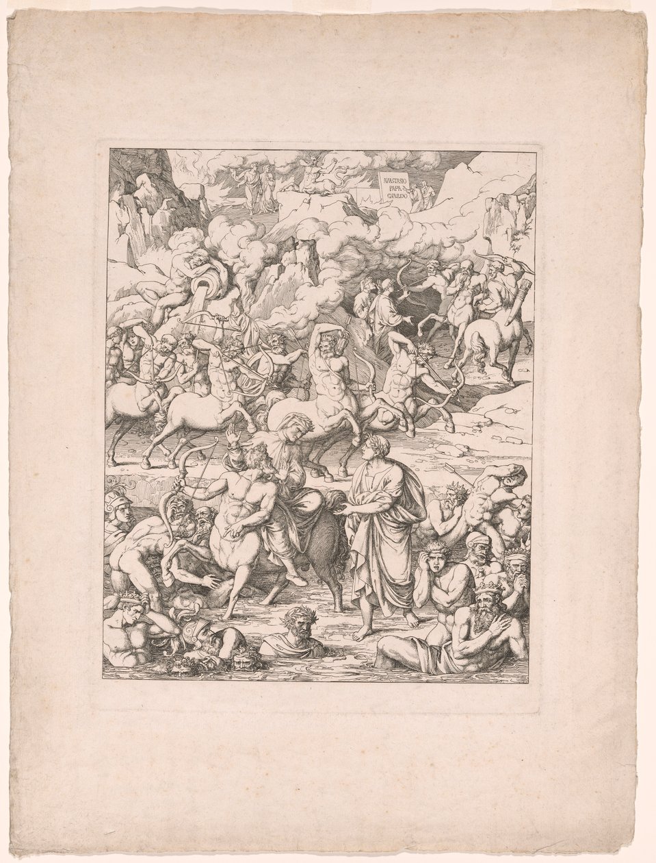 Dante attraversa il fiume di sangue dei tiranni e degli assassini sul dorso del centauro Nesso da Joseph Anton Koch