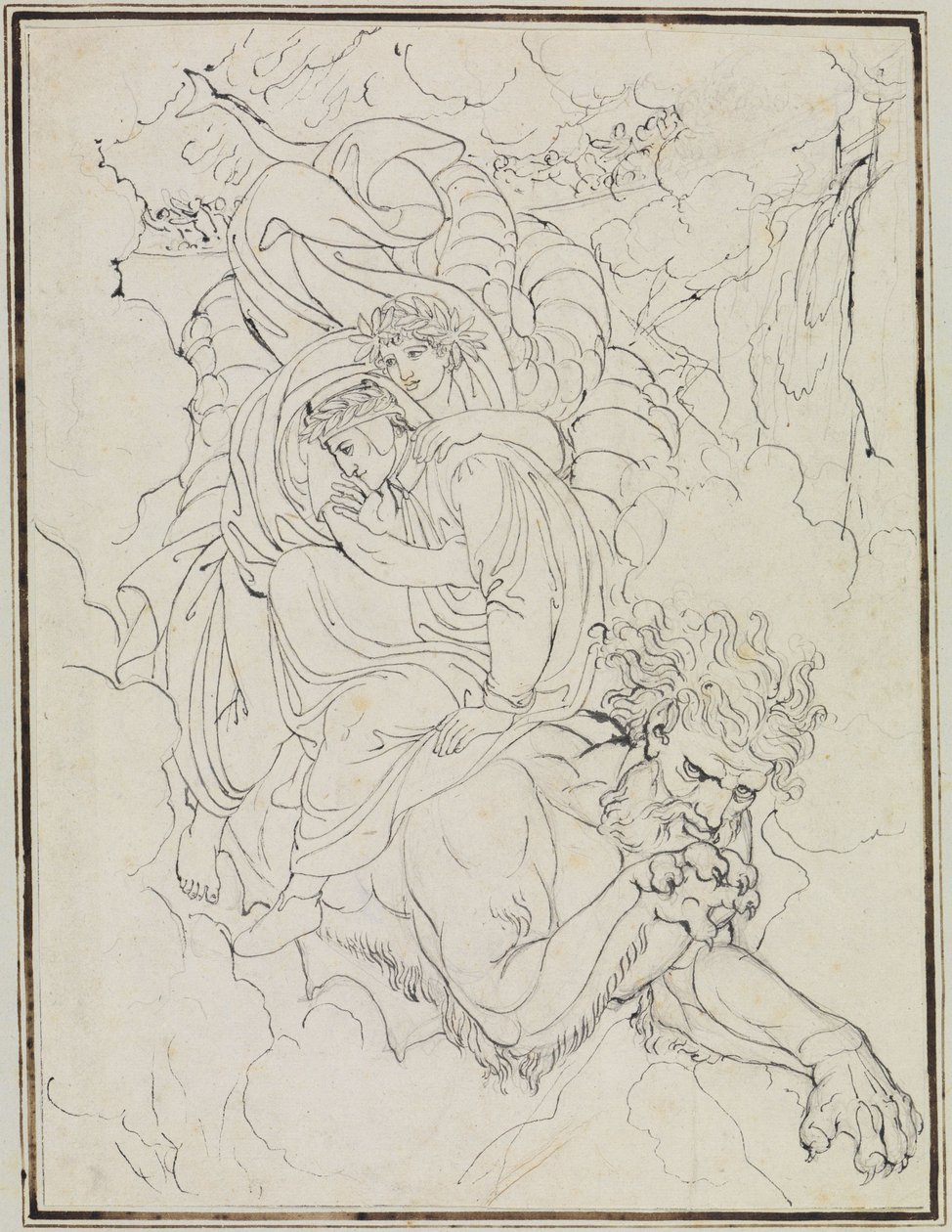 Dante e Virgilio sul dorso di Gerione (Dante, Inferno, Canto 17, v. 94) da Joseph Anton Koch