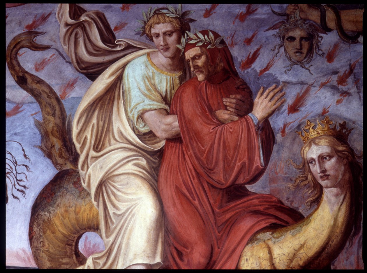 Divina Commedia di Dante - (dettaglio) rappresentante lo scrittore. Affresco di Joseph Anton Koch, Casino Massimo, Roma da Joseph Anton Koch
