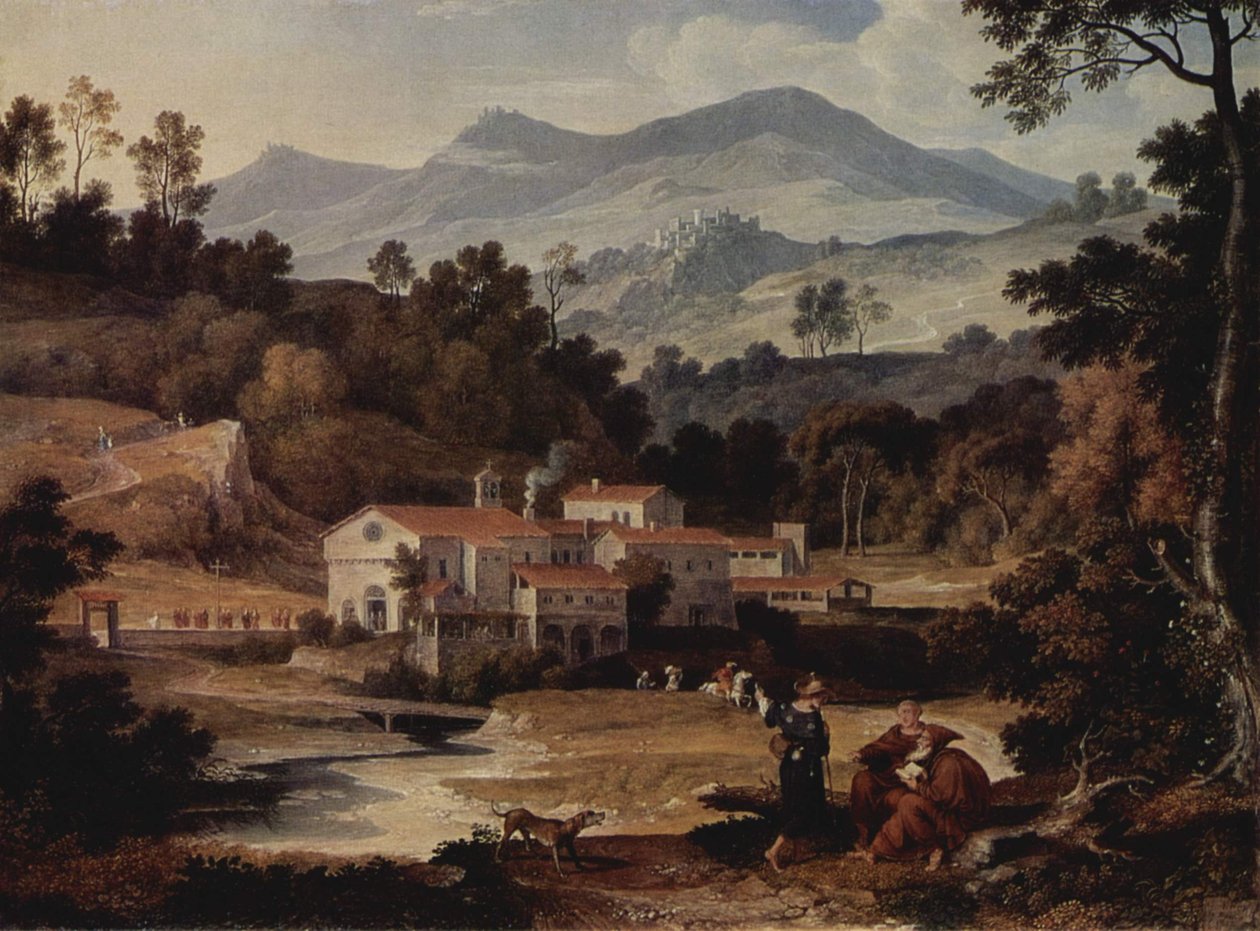 Tedesco: Das Kloster San Francesco im Sabinergebirge bei Rom Monastero di San Francesco di Civitella nei Monti Sabini da Joseph Anton Koch
