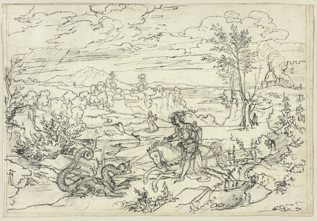 Paesaggio con San Giorgio e il drago e il Monte Soratte da Joseph Anton Koch