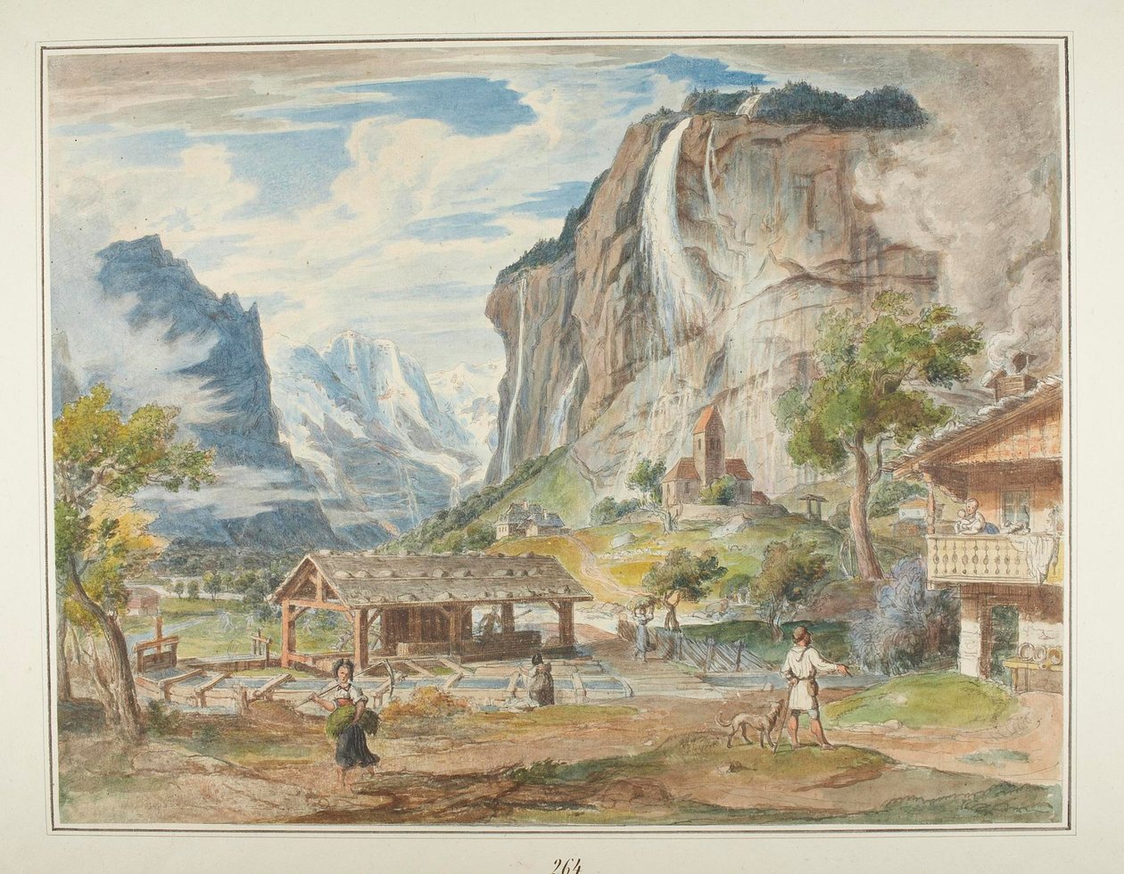 Le cascate di Staubbach e il monte Jungfrau nella valle di Lauterbrunnen in Svizzera da Joseph Anton Koch