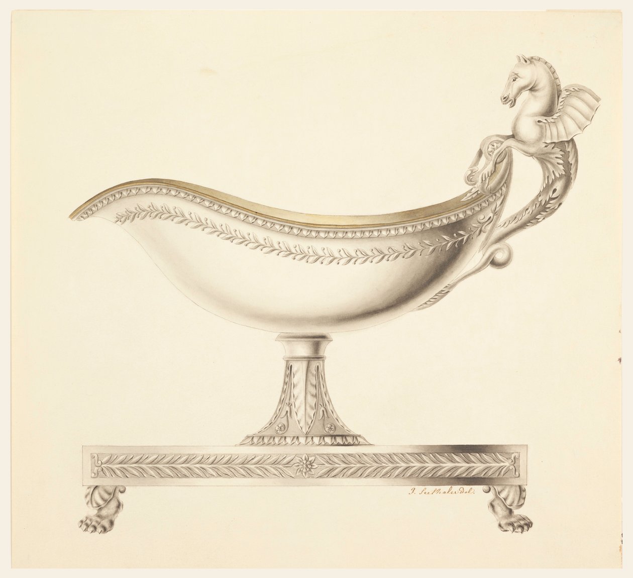 Disegno, prospetto di una barca per salse, 1790-1825 da Joseph Anton Seethaler Ii