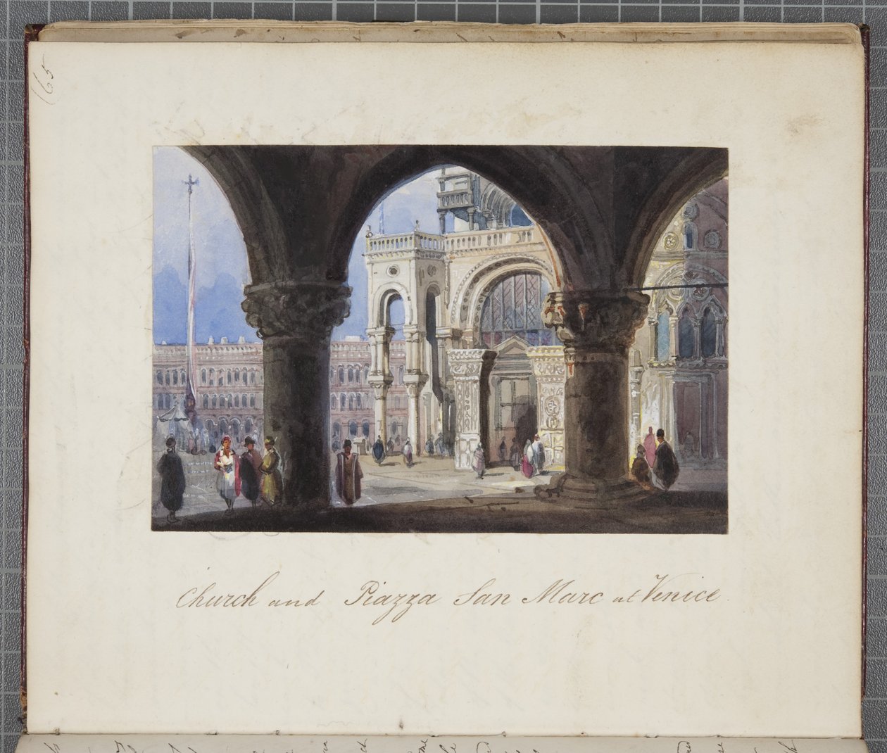Chiesa e Piazza San Marco a Venezia, incollata nel diario di Thomas Moody di un tour attraverso la Svizzera e l