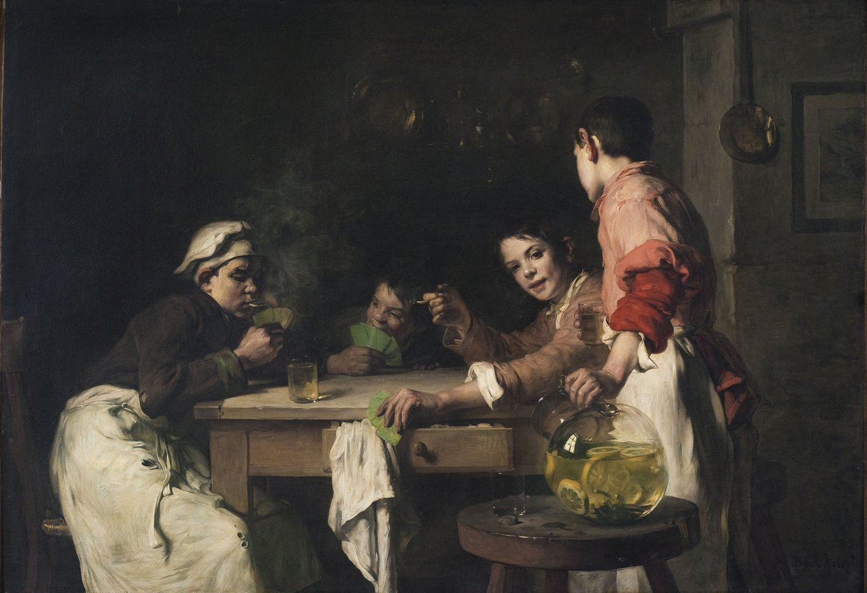 I giocatori di carte, 1897 circa (olio su tela) da Joseph Bail