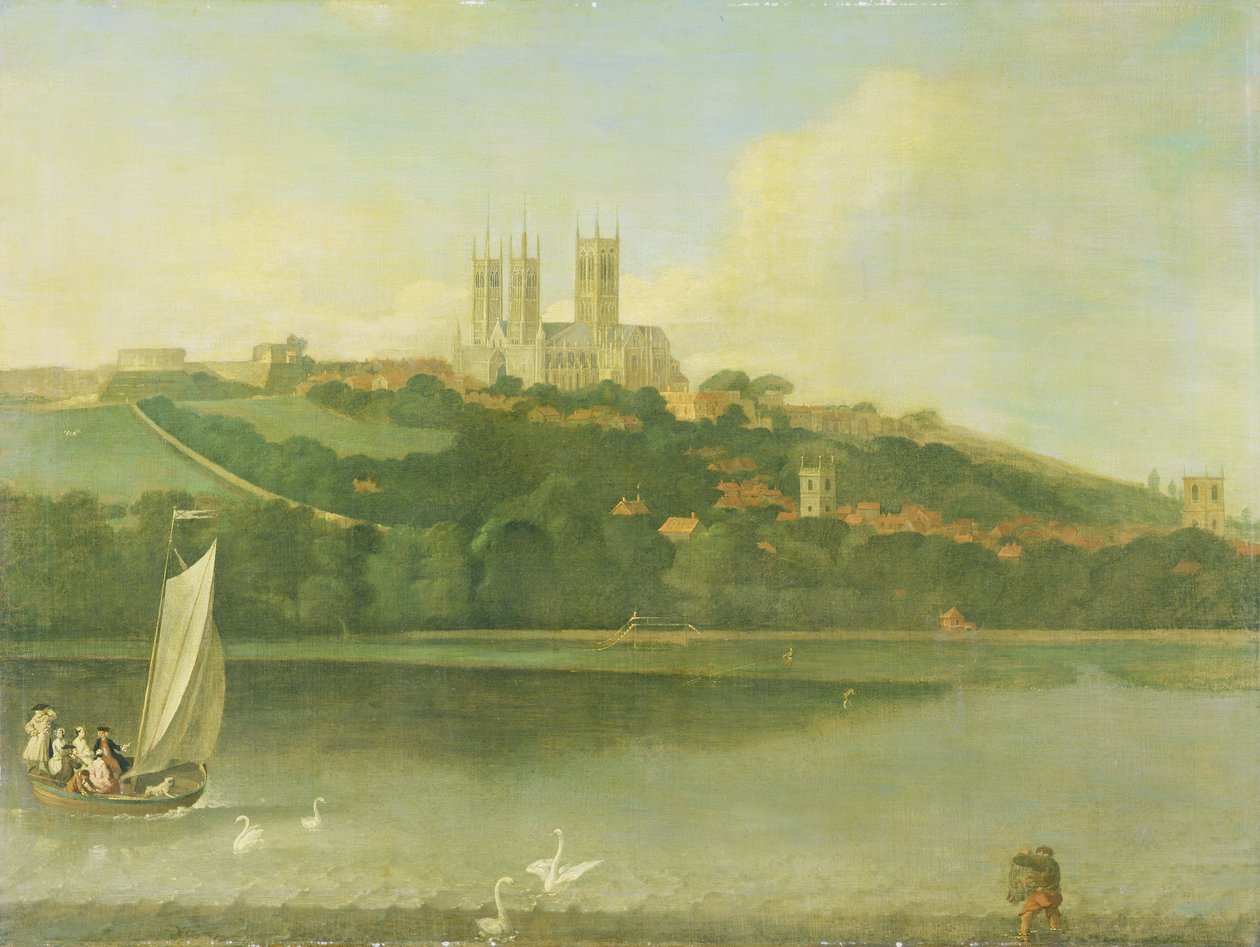 Veduta della cattedrale e della città di Lincoln dal fiume, c.1760 da Joseph Baker