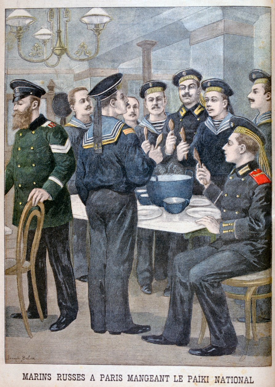 Marinai russi che mangiano paiki a Parigi, 1900 da Joseph Belon