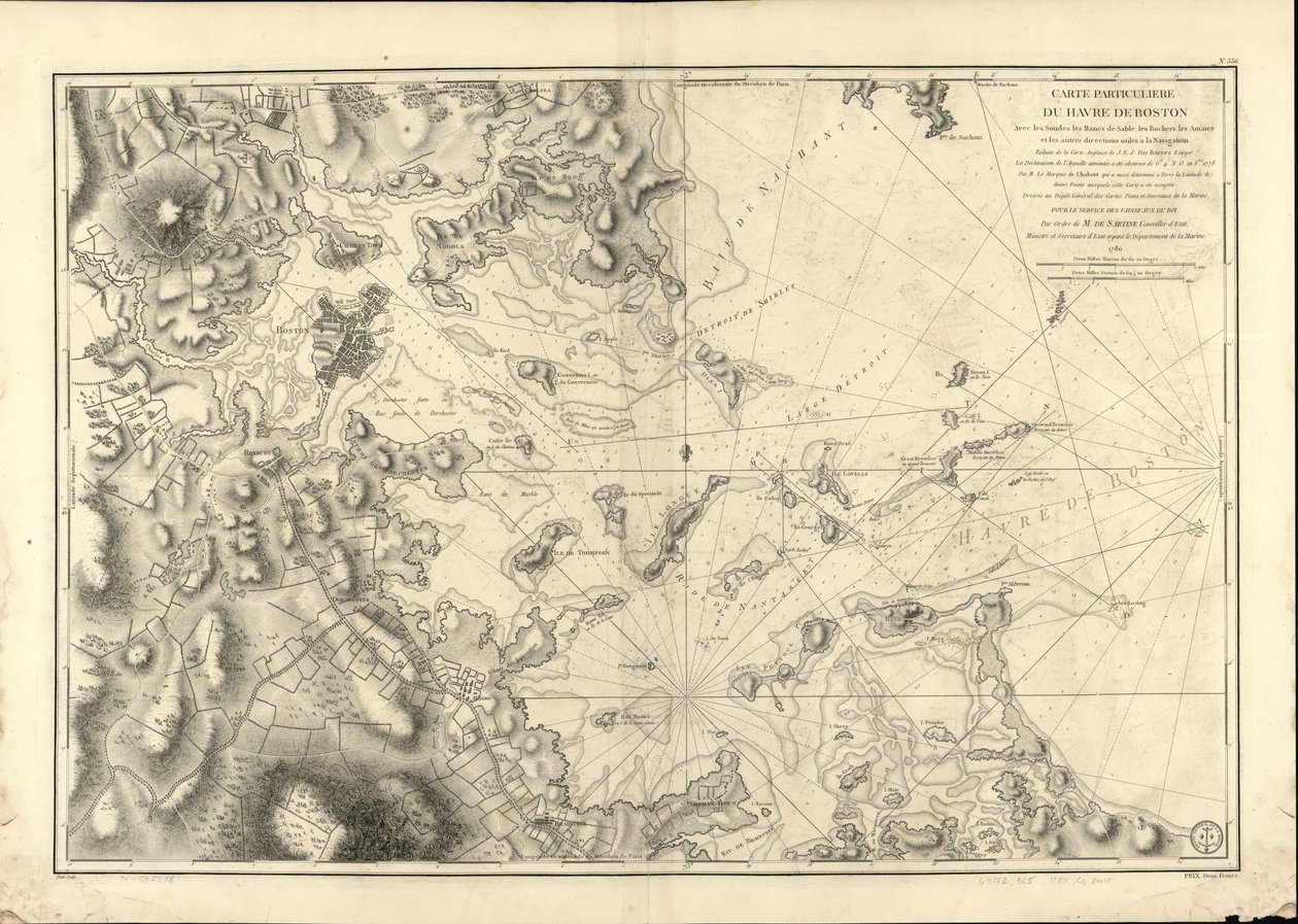 Una mappa speciale del porto di Boston con i sondaggi, le secche, le rocce, le boe e altre direzioni utili per la navigazione da Joseph Bernard; Des Barres Chabert