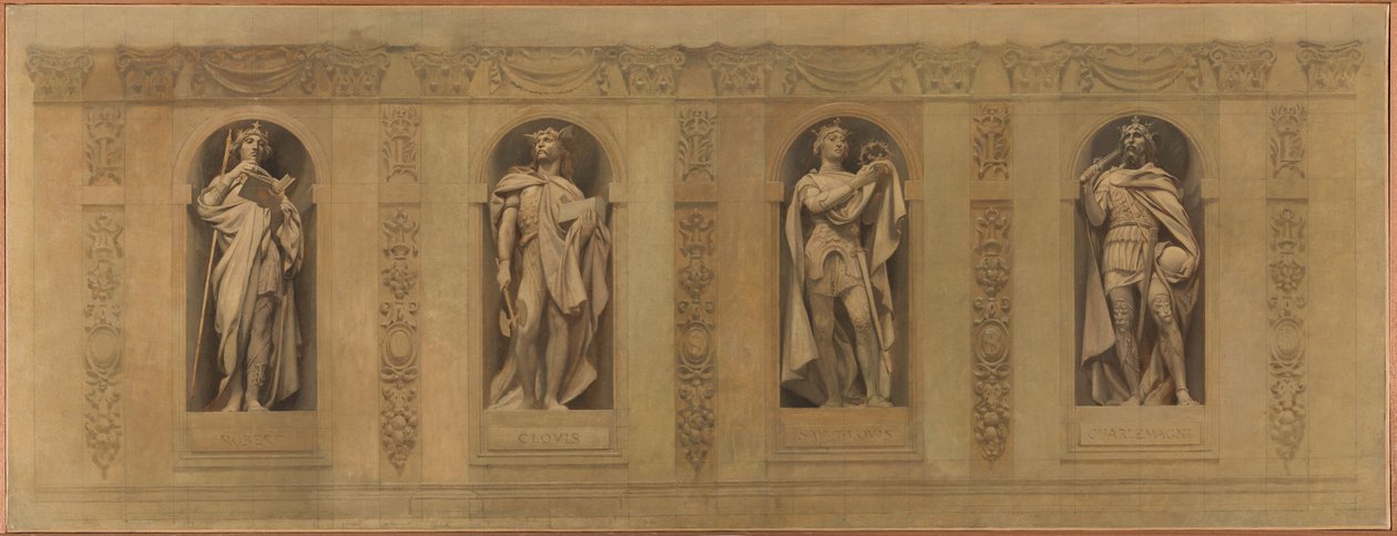 Schizzo per la chiesa di Saint-Paul-Saint-Louis: Roberto il Pio. Clodoveo. San Luigi. Carlo Magno, tra il 1873 e il 1875 da Joseph Blanc