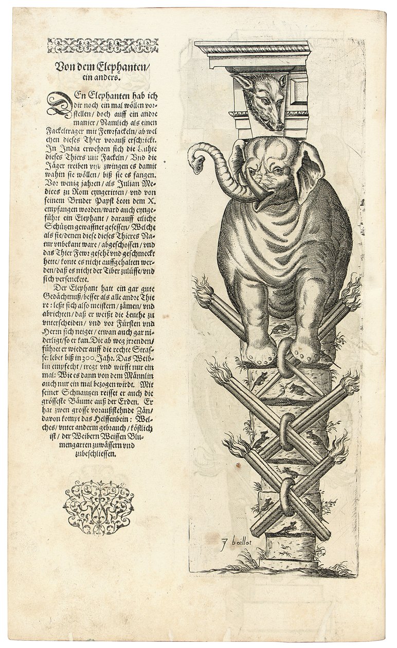 Colonna con figura di elefante, 1604 da Joseph Boillot