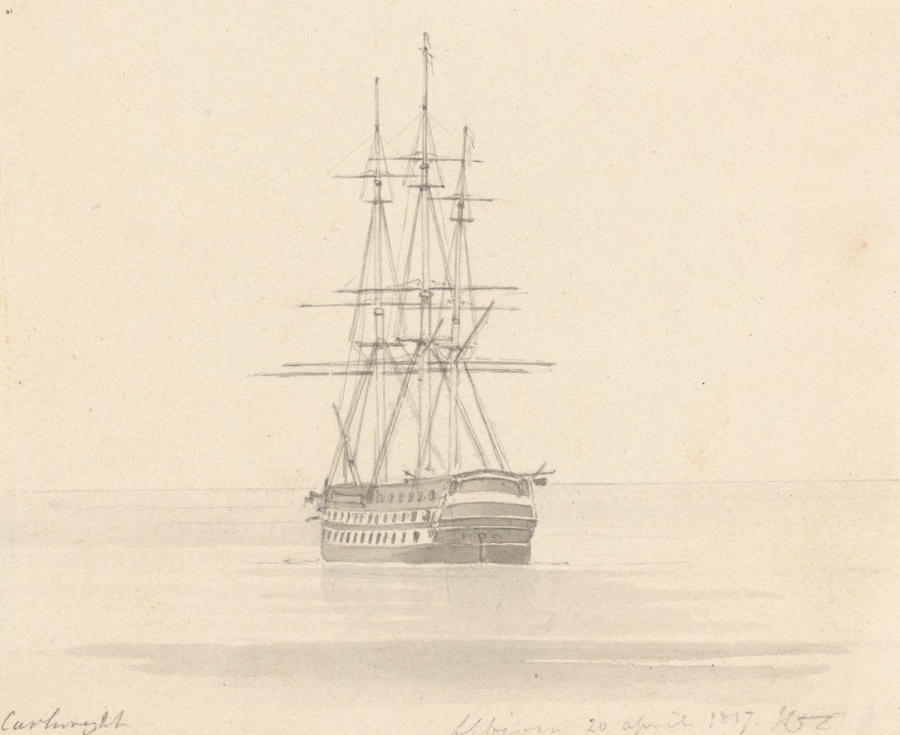 Fregata singola, poppa in avanti; Albion 20 aprile 1817 da Joseph Cartwright