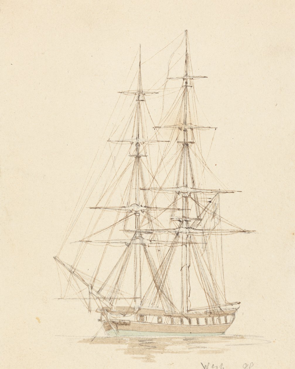 Singolo brigantino ermafrodito, prua in avanti da Joseph Cartwright