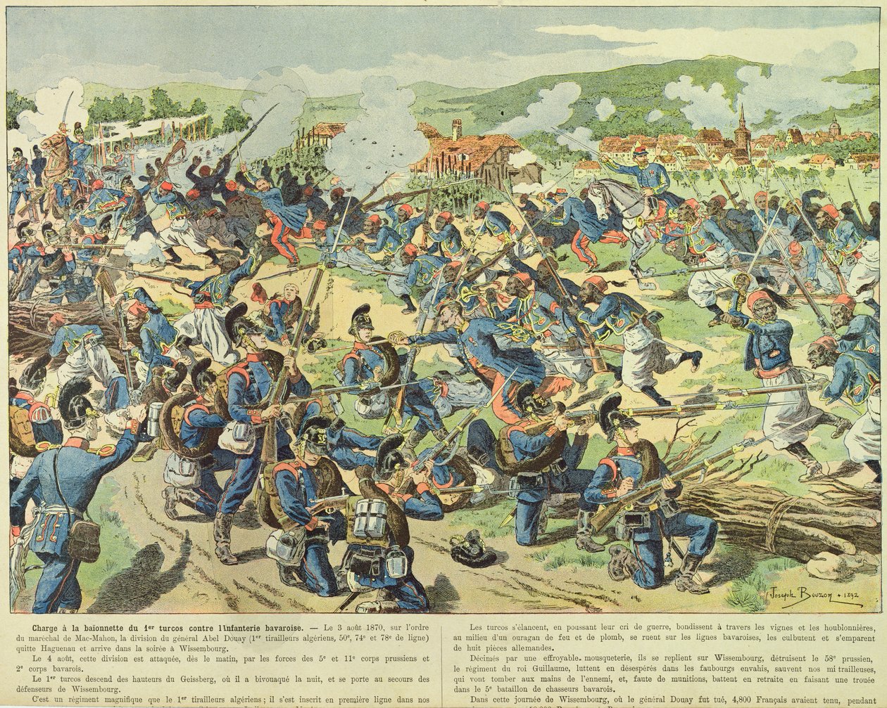 La battaglia di Wissembourg, 3-4 agosto 1870 da Joseph Charles (after) Beuzon