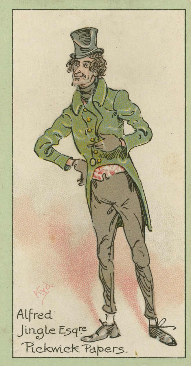 Alfred Jingle, Pickwick Papers (litografia a colori) da Joseph Clayton (1856-1937) (after) Clarke