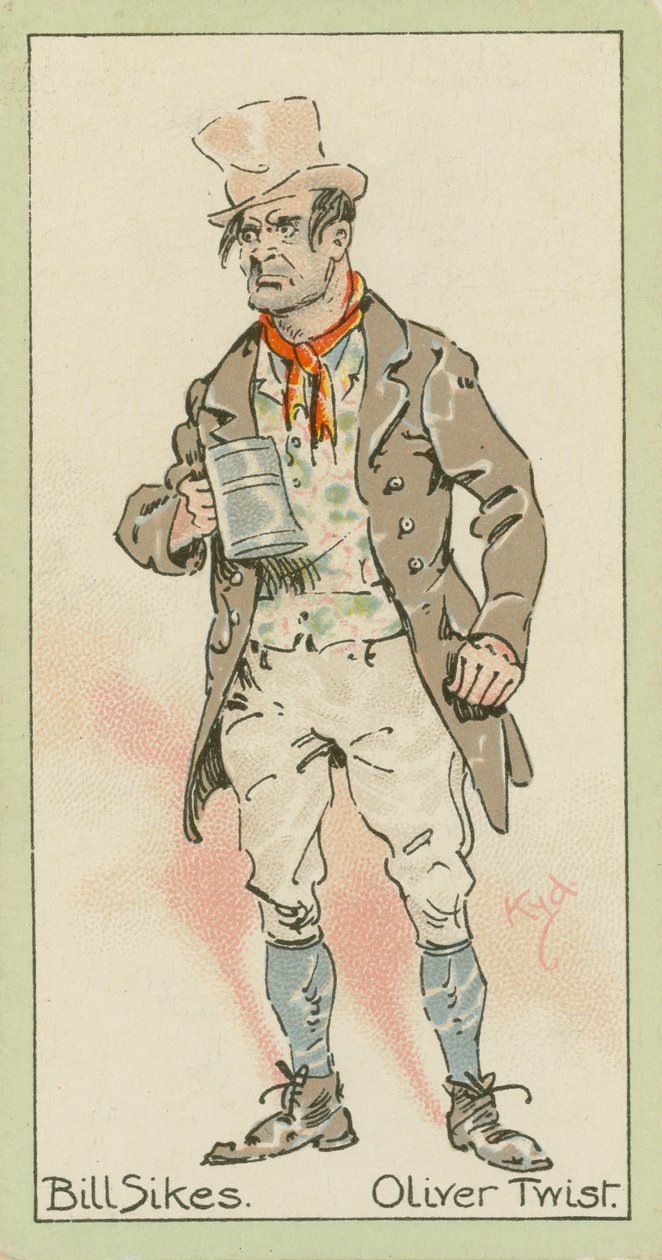 Bill Sikes, Oliver Twist (litografia a colori) da Joseph Clayton (1856-1937) (after) Clarke