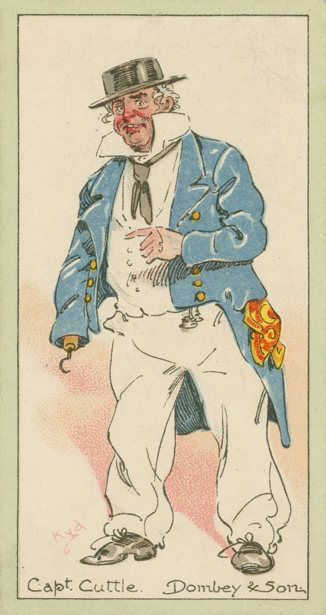 Capitano Cuttle, Dombey  Son (litografia a colori) da Joseph Clayton (1856-1937) (after) Clarke