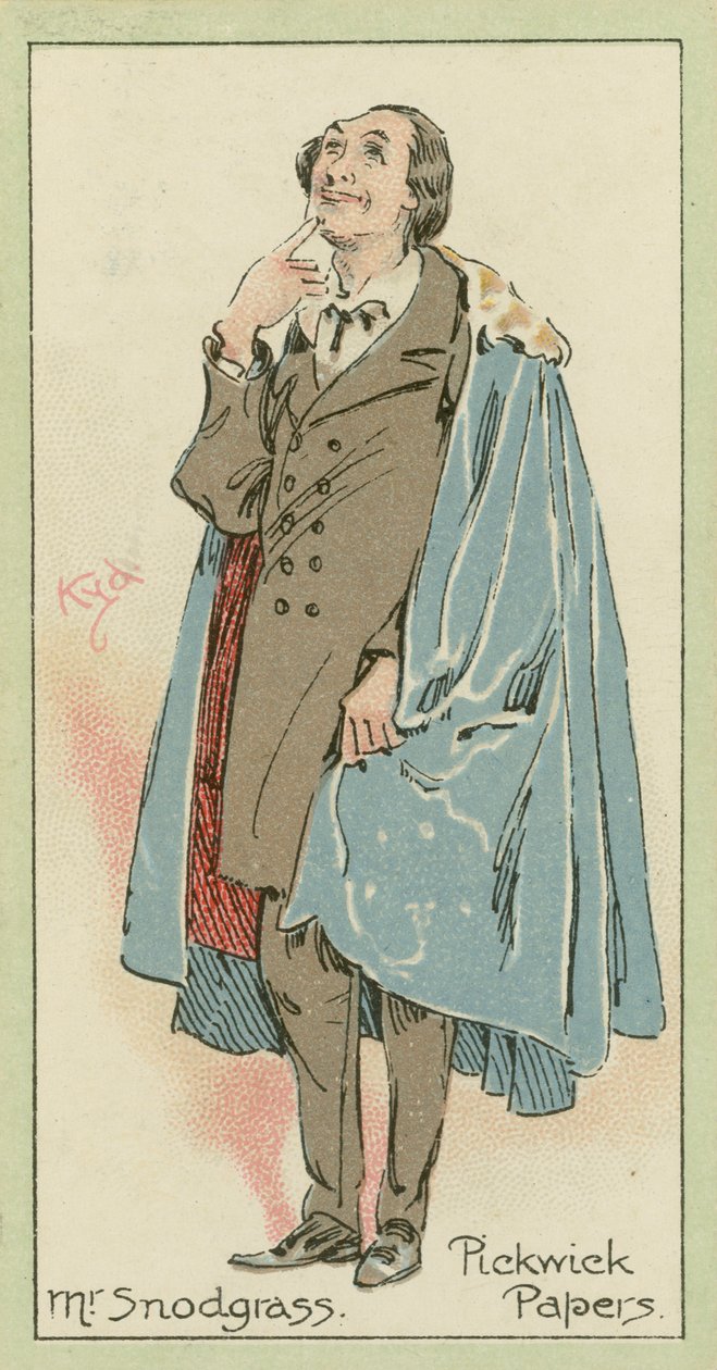 Mr Snodgrass, Pickwick Papers (litografia a colori) da Joseph Clayton (1856-1937) (after) Clarke