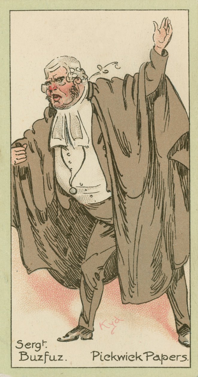 Sergente Buzfuz, Pickwick Papers (litografia a colori) da Joseph Clayton (1856-1937) (after) Clarke