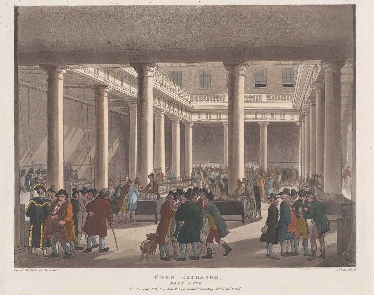 Borsa del grano, Mark Lane, 1 settembre 1808 da Joseph Constantine Stadler
