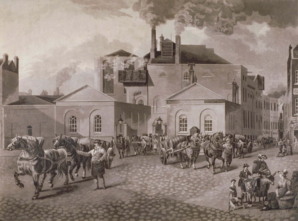 Birrificio Meux, Tottenham Court Road, Londra, c1830 da Joseph Constantine Stadler