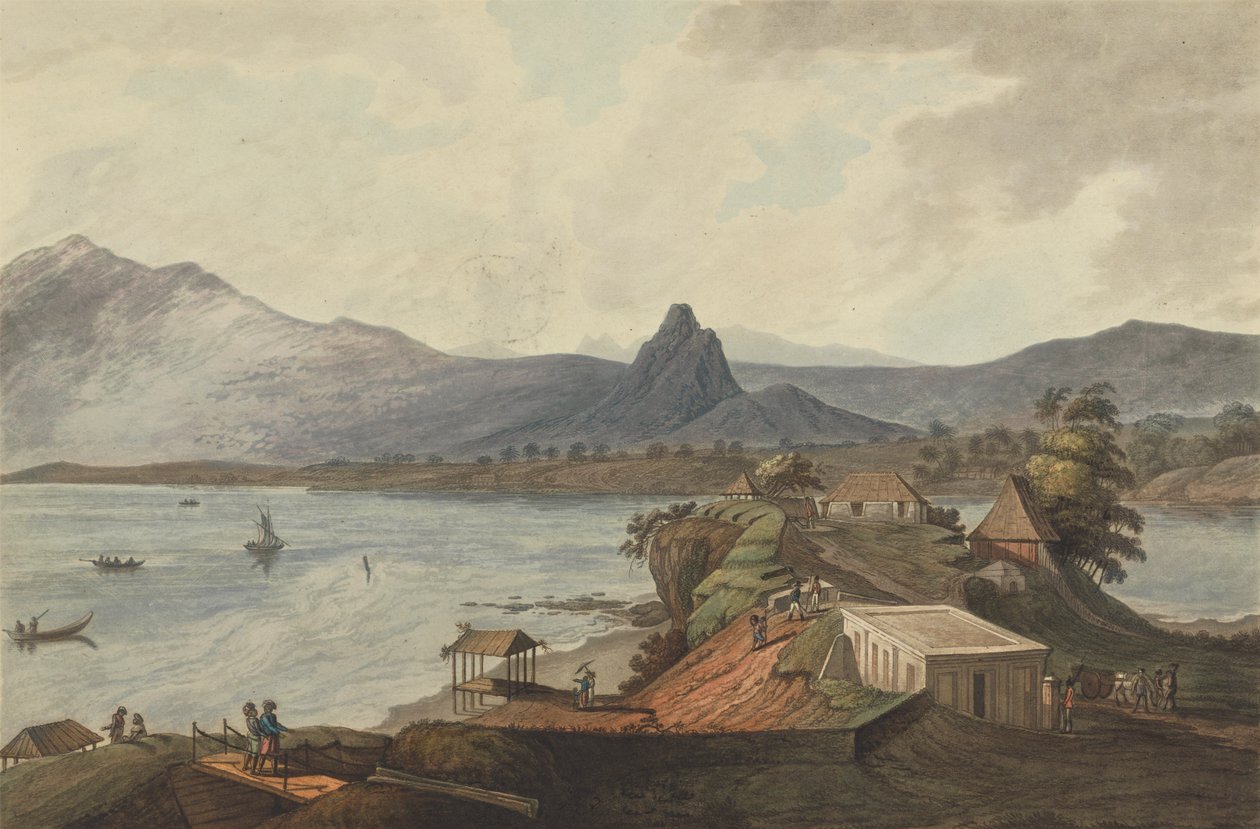 Roccia di Padre e Monte Pan di Zucchero da Bencooler, Sumatra, 1799 da Joseph Constantine Stadler